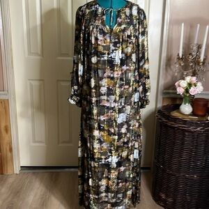 Anthropologie Black/ multi colors, gold accents.(161)